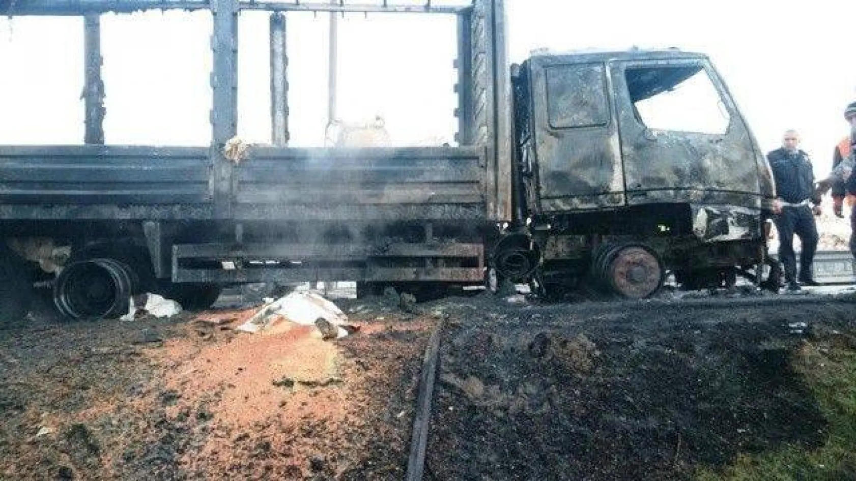 Seyir halindeki TIR alev topuna döndü