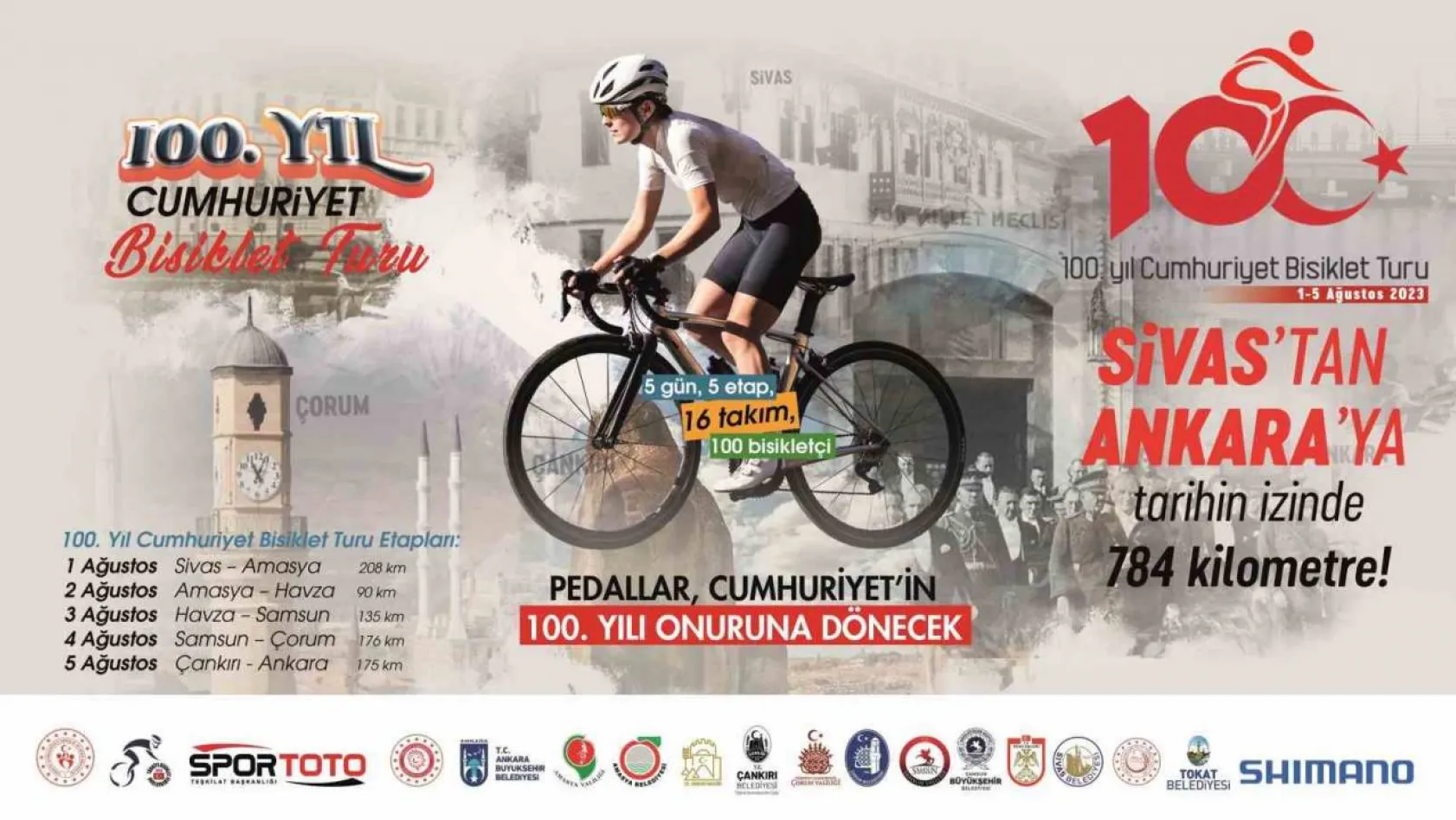 100.Yıl Cumhuriyet Bisiklet Turu'nun 2. etabında bisikletçiler, Amasya'dan Havza'ya pedal çevirecek