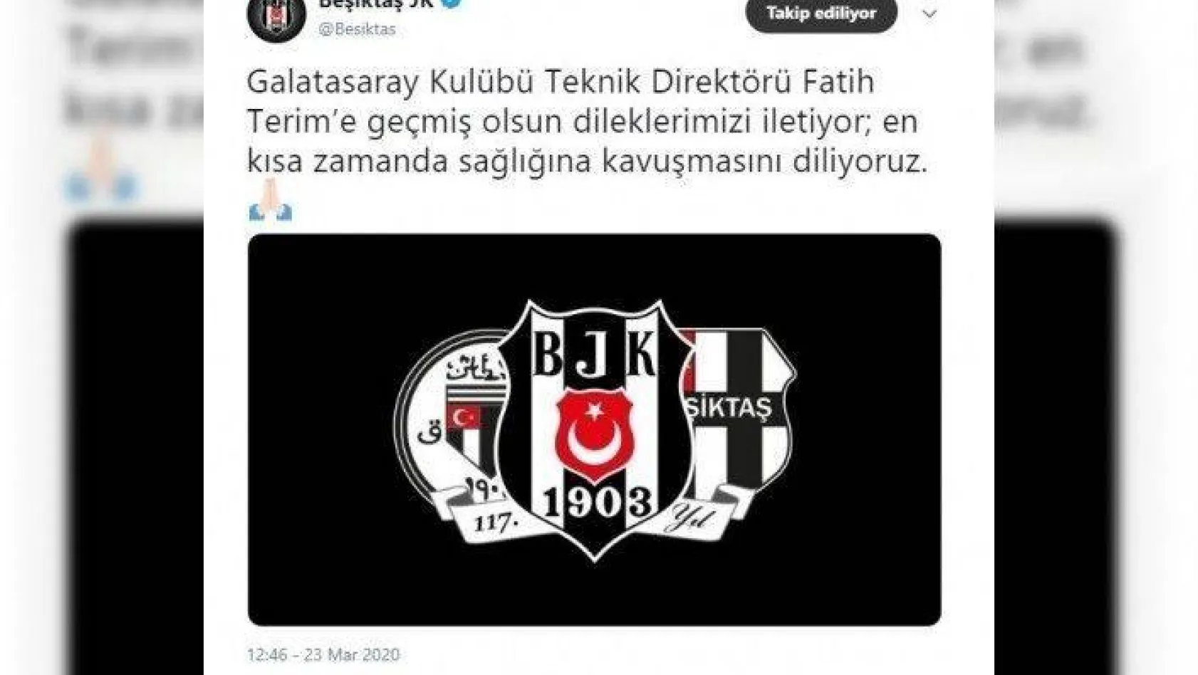 Beşiktaş'tan Fatih Terim'e geçmiş olsun mesajı