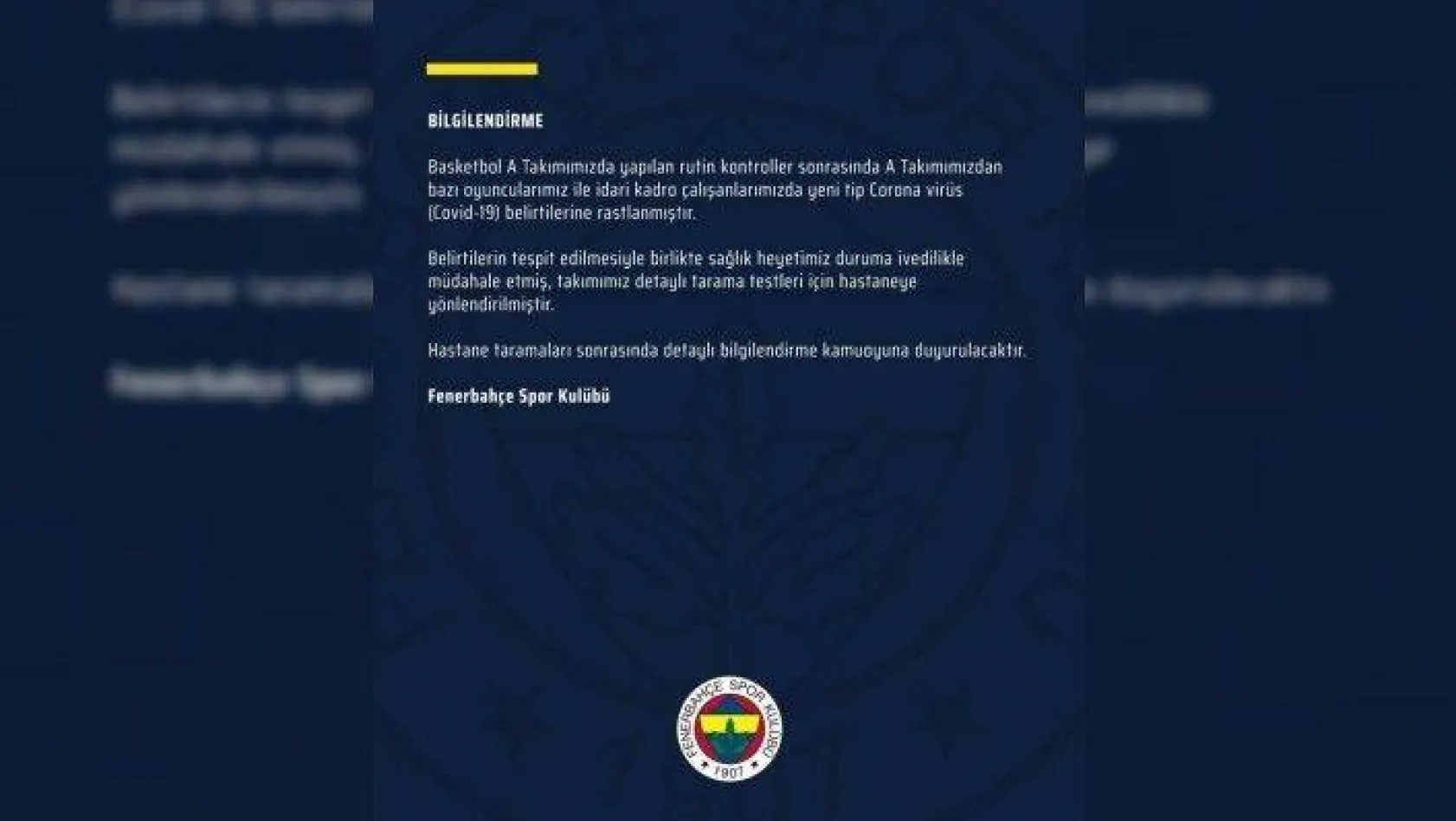 Fenerbahçe Beko'da korona virüs!