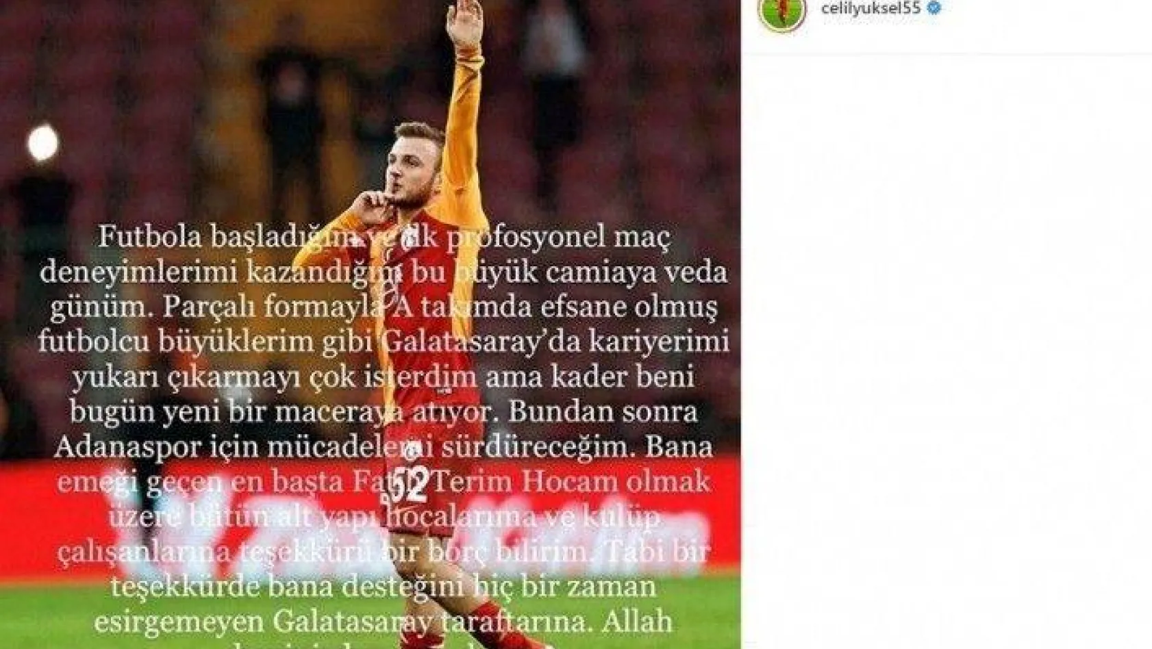 Celil Yüksel'den Galatasaray'a veda