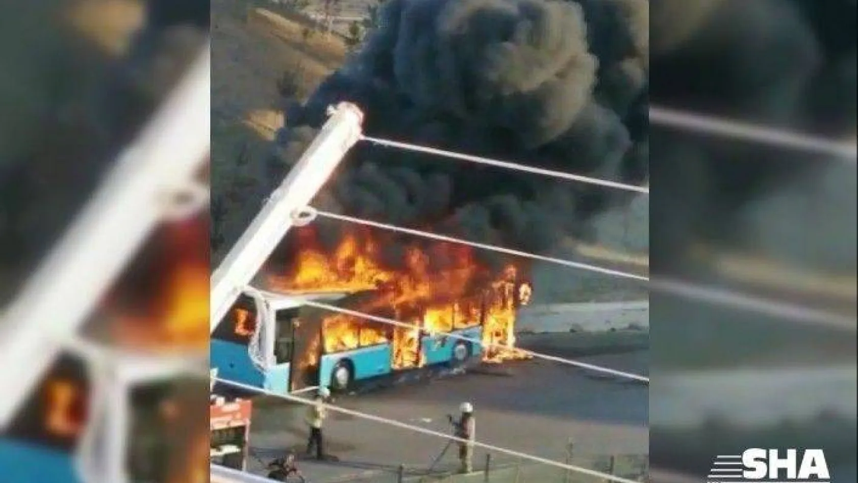 Tuzla'da özel halk otobüsü alev topuna döndü
