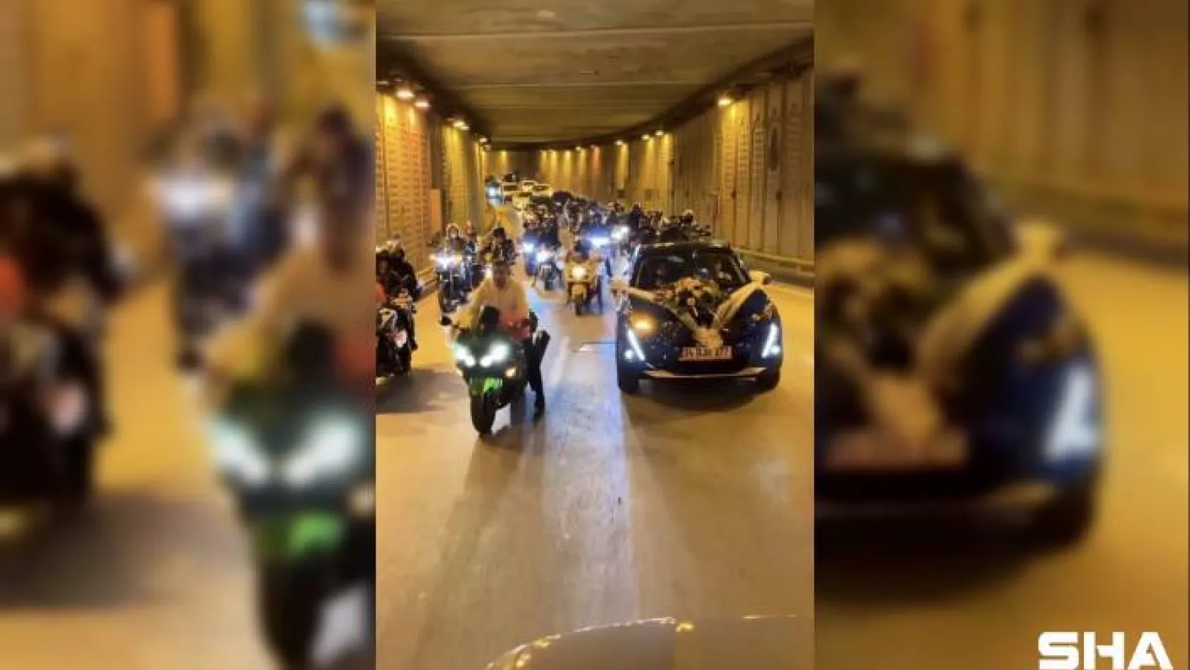 (Özel) İstanbul'da patinajlı ve makaslı düğün konvoyu terörü kamerada