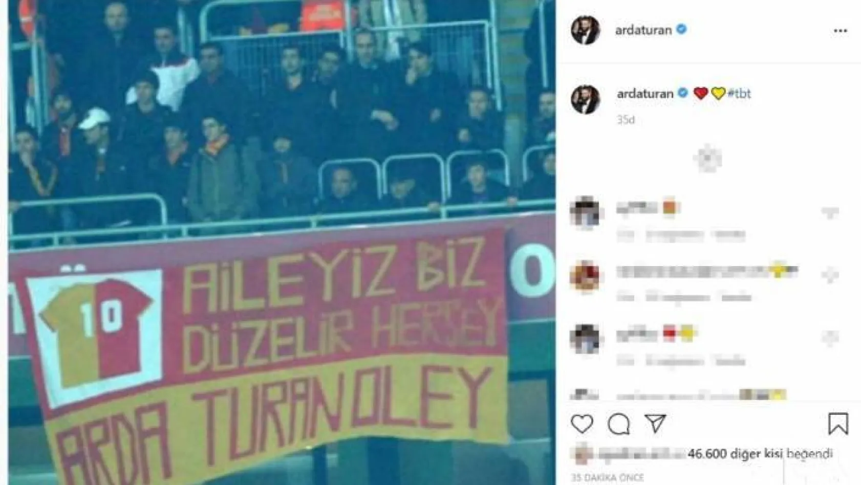 Arda Turan'dan Galatasaray paylaşımı