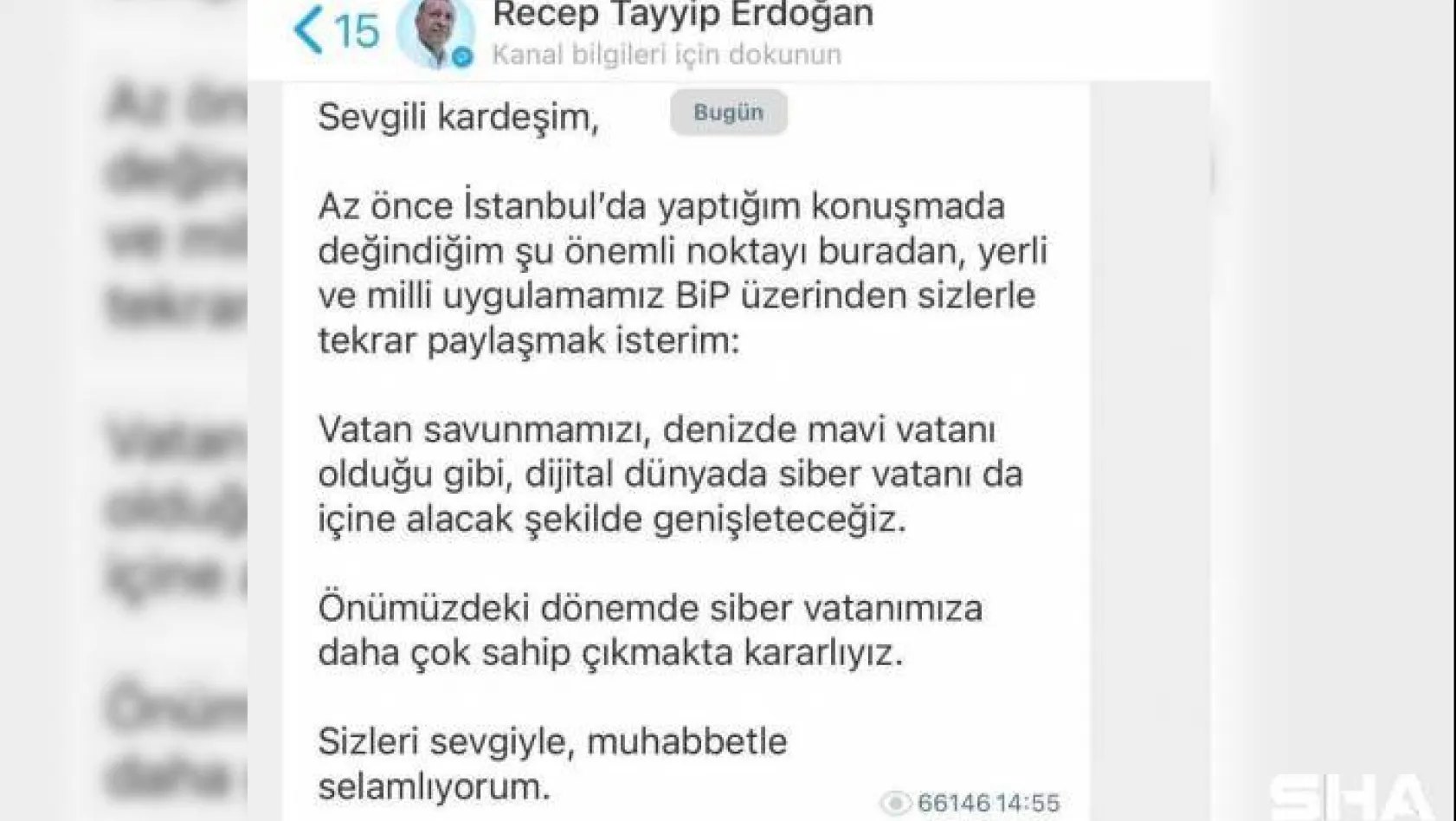 Cumhurbaşkanı Erdoğan'dan BİP paylaşımı