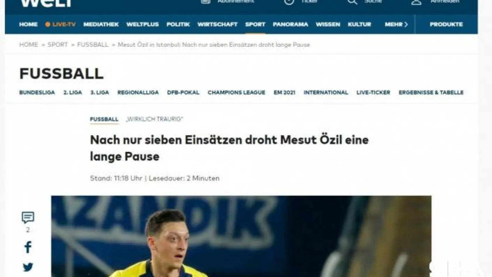 Mesut Özil'in sakatlığı dünya basınında