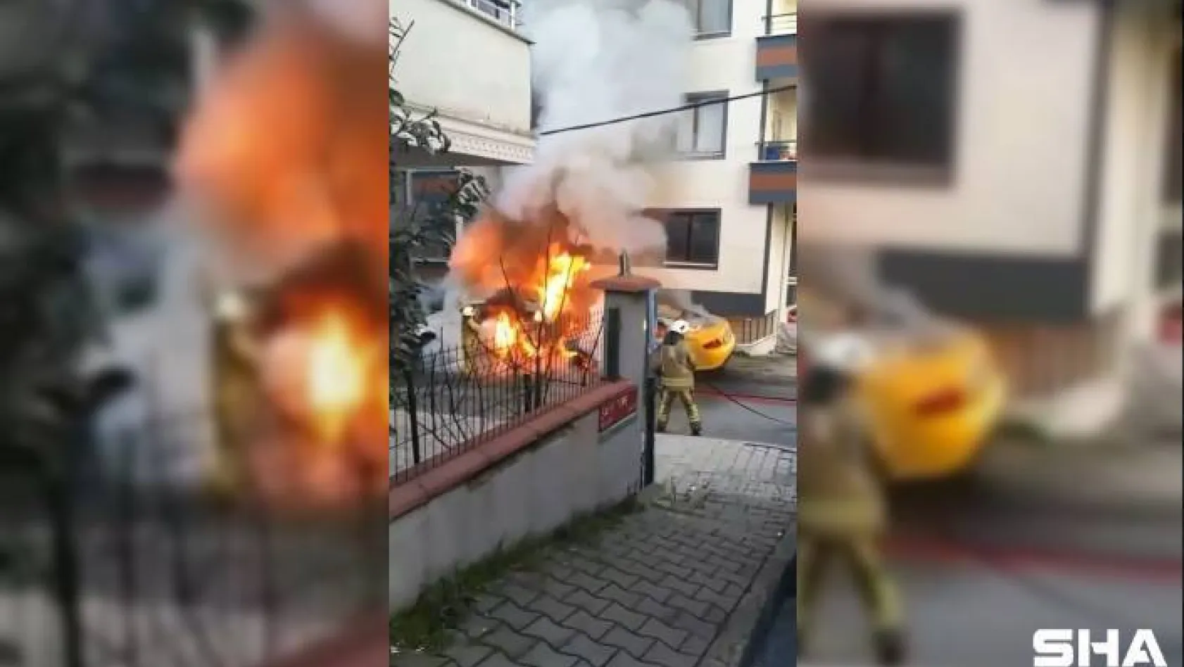 (Özel) Çekmeköy'de korku dolu anlar: Araçlar alev aldı, evin camları patladı