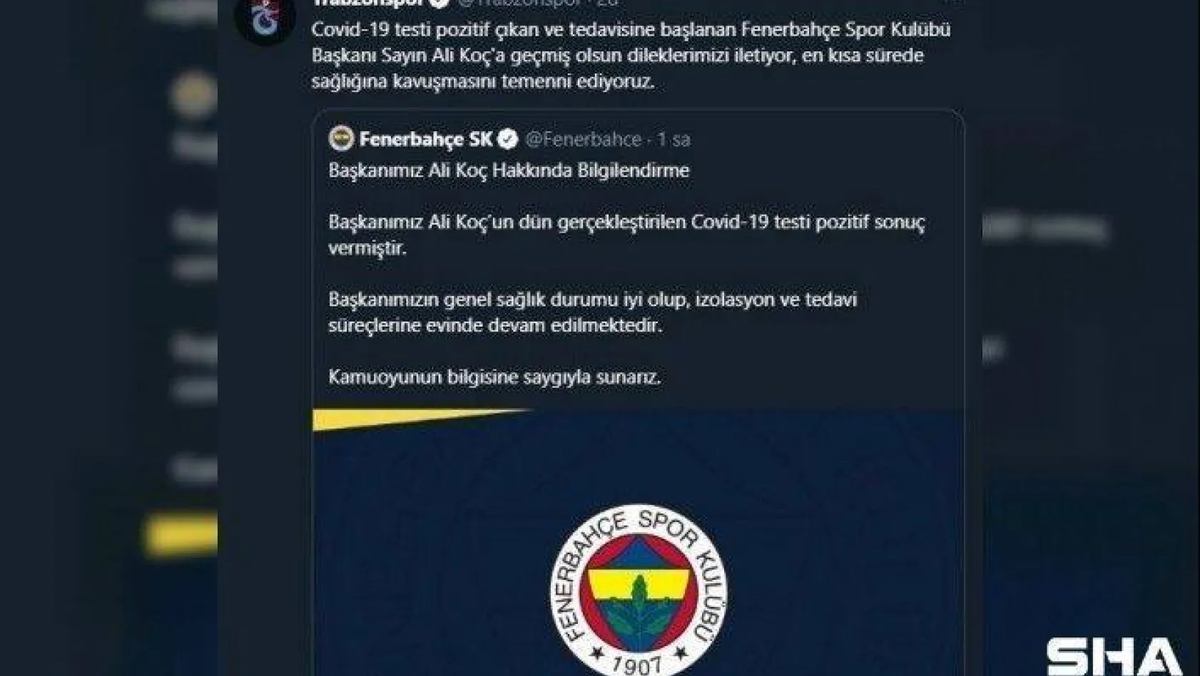Trabzonspor'dan Başkan Koç'a geçmiş olsun mesajı