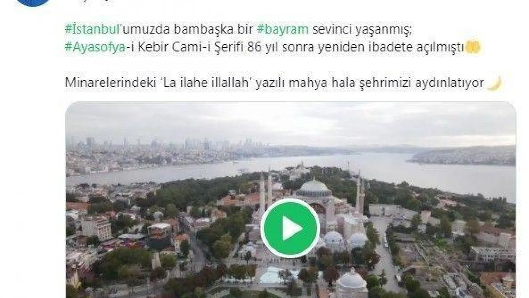 İstanbul Valisi Yerlikaya'dan Ayasofya paylaşımı