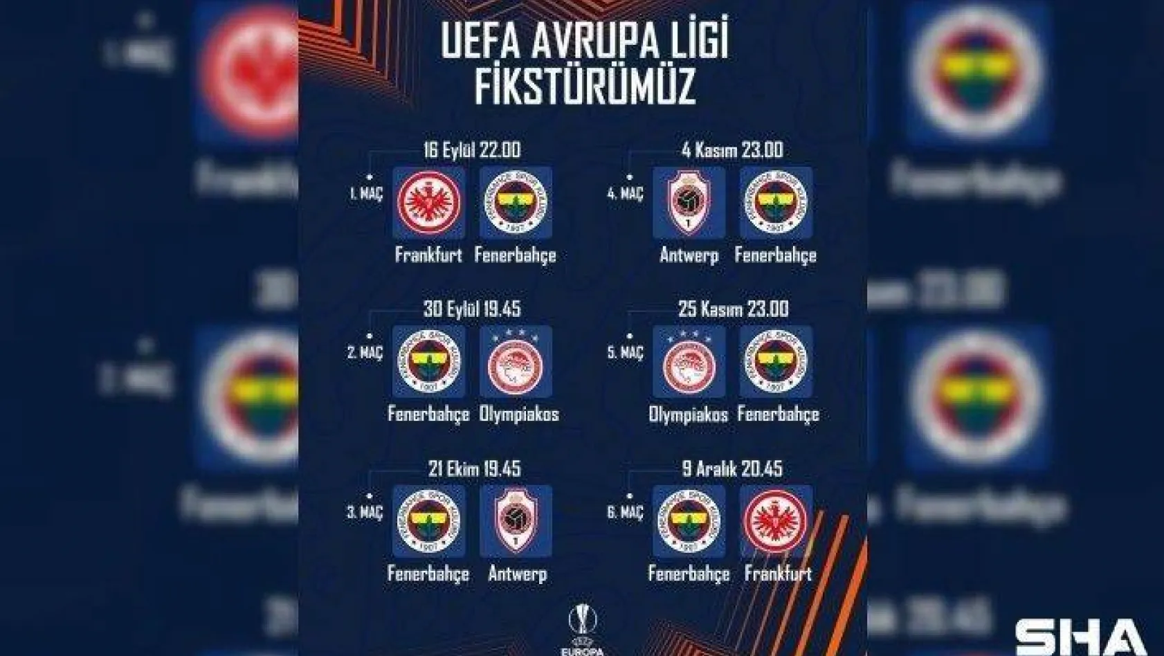 Fenerbahçe'nin UEFA Avrupa Ligi fikstürü belli oldu