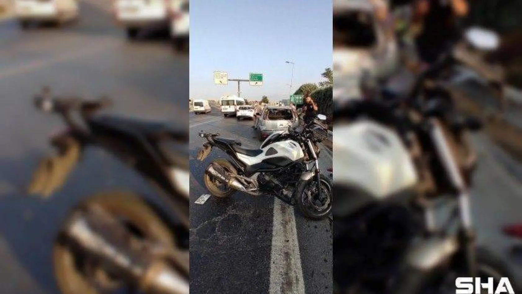 (ÖZEL) Emniyet şeridine park eden otomobile çarpan motosiklet sürücüsü yaralandı