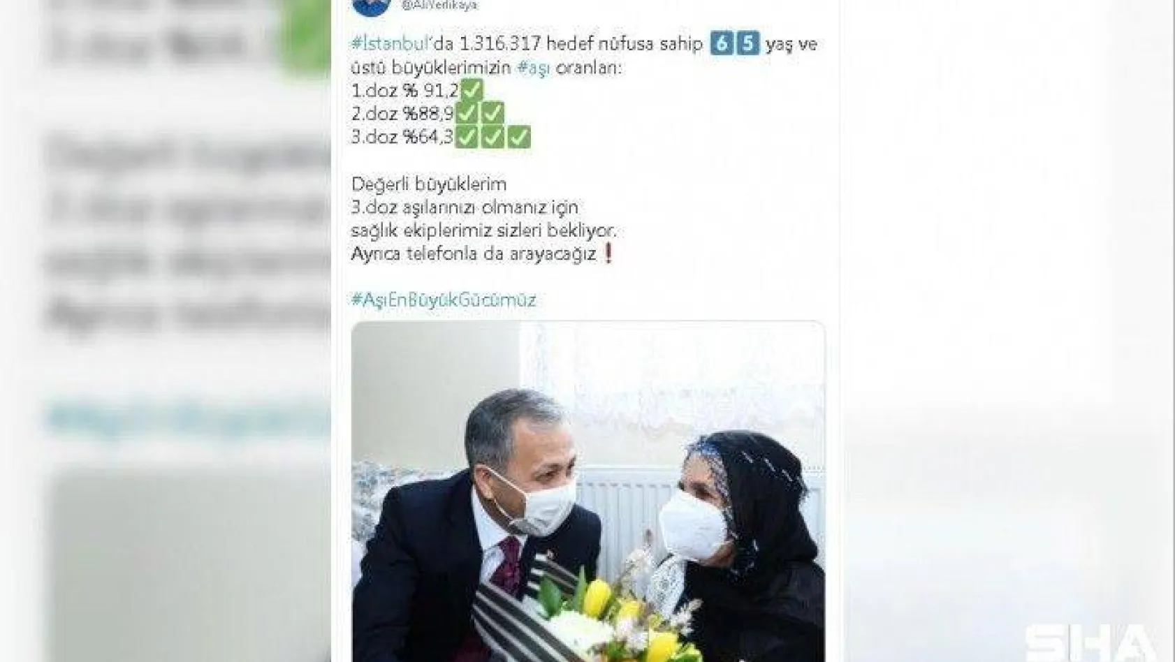 İstanbul Valisi Ali Yerlikaya'dan 3'üncü doz aşı paylaşımı