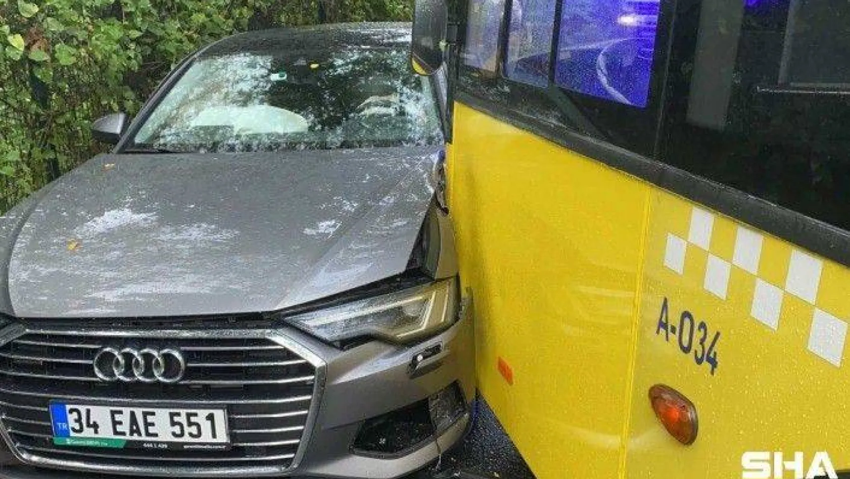 Virajı alamayan İETT otobüsü iki otomobile çarptı