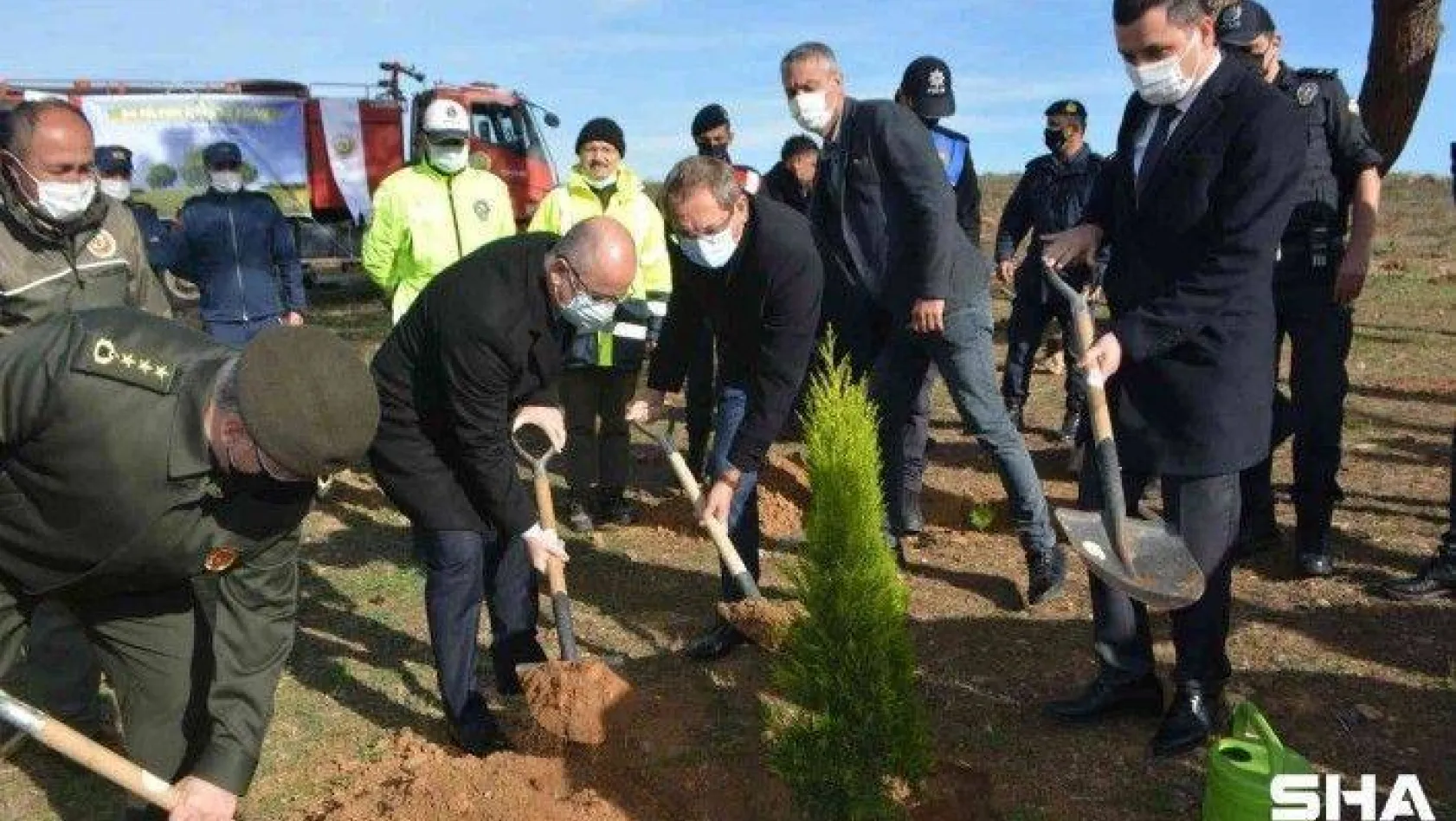 Ayvalık'ta 11 Kasım Milli Ağaçlandırma Günü kapsamında 500 fidan toprakla buluştu