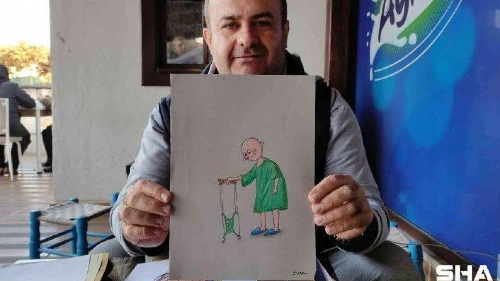 Karikatürlerini kanser hastaları için çiziyor