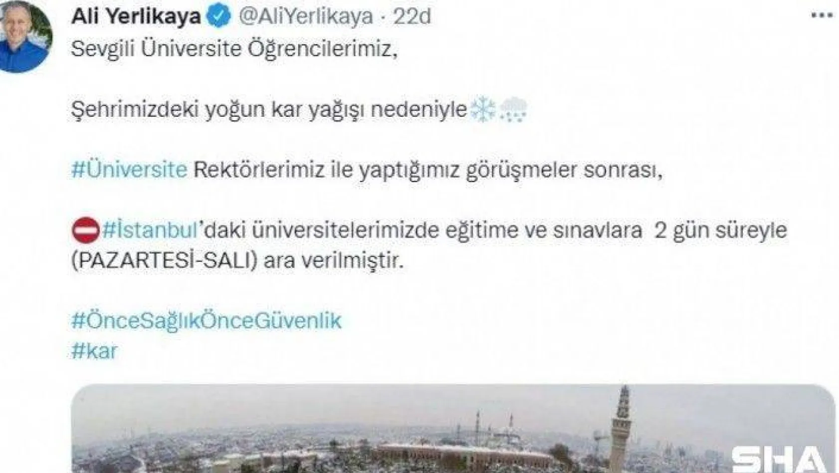 İstanbul'da üniversitelerde eğitime 2 gün ara verildi