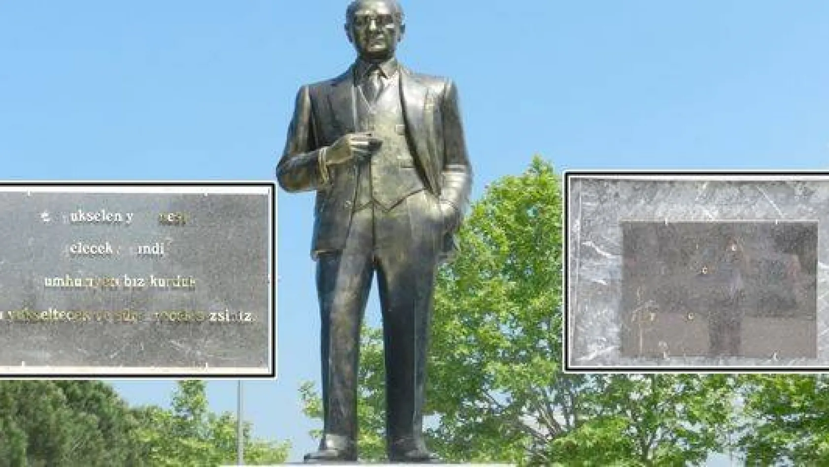 Atatürk Anıtı'ndaki yazıları söktüler