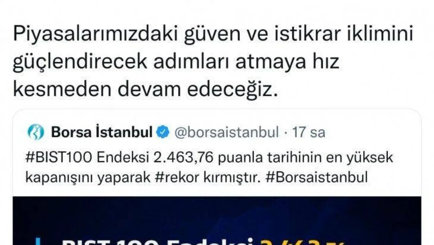 Bakan Nebati'den Borsa İstanbul paylaşımı