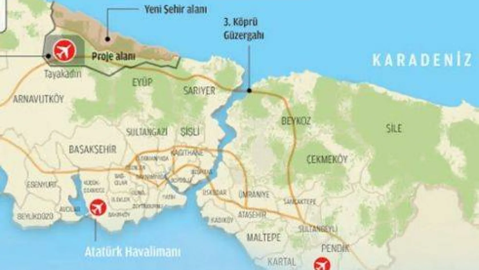 İstanbul'a yapılacak 3. havalimanın yeri belirlendi