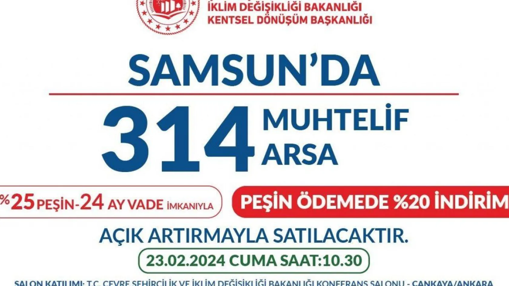 Samsun'da fırsat, 314 arsa satılacak
