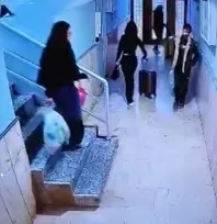 Güllü'nün kızı ve arkadaşının valizlerle kaçmaya çalıştığı anlar kamerada