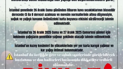 İstanbul Valiliği: 'Cuma ve Cumartesi günü yüksek kesimlerde kar yağışı ihtimali bulunuyor'