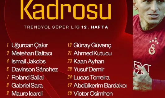 Galatasaray'ın, Kocaelispor maçı kamp kadrosu belli oldu