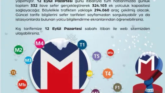 Toplu ulaşımda kış tarifesi sefer düzenlemesi