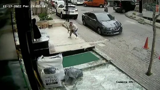 3'üncü kattan düşen kediyi havada yakaladı
