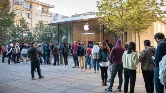 57 bin TL'lik cep telefonunu almak için kuyruğa girdiler