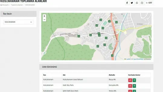 ABB başkentteki afet ve acil durum toplanma alanlarını yayınlamaya başladı