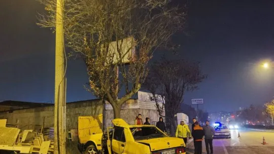 Ağaca çarpan otomobil ikiye bölündü: 2 yaralı