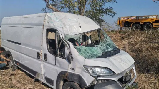 Araç kullanırken köpeği üzerine atladı, kamyonet tarlaya uçtu