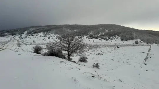 Tekirdağ'ın yüksek kesimleri karla kaplandı