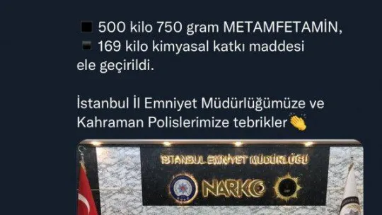 Bakan Soylu, İstanbul'da yarım tondan fazla metamfetamin ele geçirildiğini açıkladı