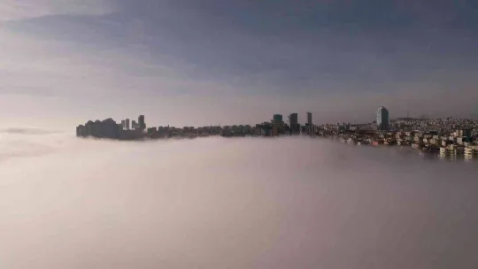 Başkentte karpostallık manzaralar oluşturan sis, havadan görüntülendi