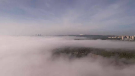 Başkentte karpostallık manzaralar oluşturan sis, havadan görüntülendi