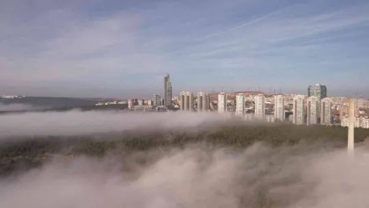 Başkentte karpostallık manzaralar oluşturan sis, havadan görüntülendi