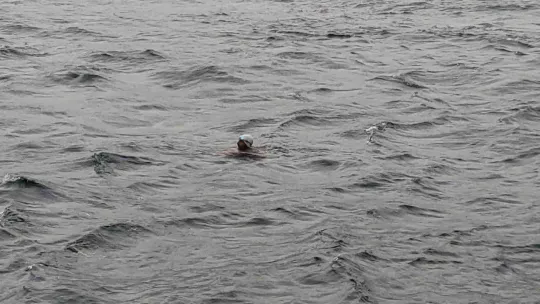 Boğaz'daki akıntıya meydan okuyor