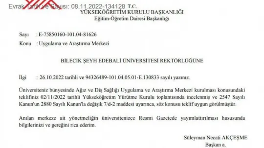 BŞEÜ'de Ağız ve Diş Sağlığı Uygulama ve Araştırma Merkezi açılıyor