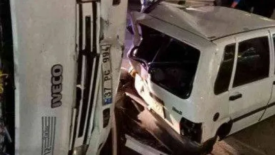 Büyükbaş hayvan yüklü kamyon devrildi