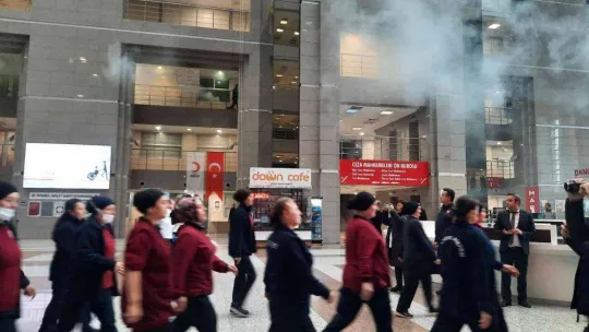 Çağlayan Adliyesi'nde gerçeği aratmayan yangın tatbikatı