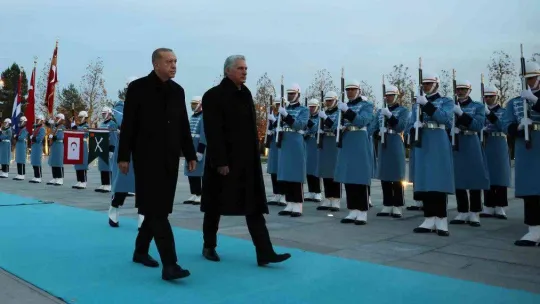 Cumhurbaşkanı Erdoğan, Küba Devlet Başkanı Bermudez'i resmi törenle karşıladı