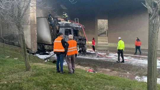 D-100'de çay yüklü tır alev alev yandı