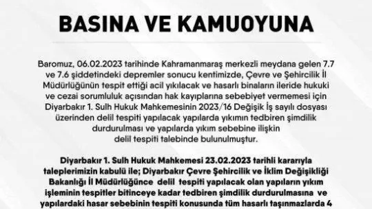 Diyarbakır Barosu başvurdu, mahkeme yıkım işlemlerini durdurdu