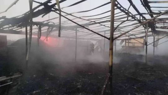 Eski tavuk çiftliği alev alev yandı