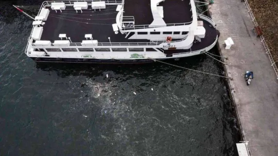 Fırtına ile Sarıyer sahillerinde oluşan ilginç görüntü dron kamerasına yansıdı