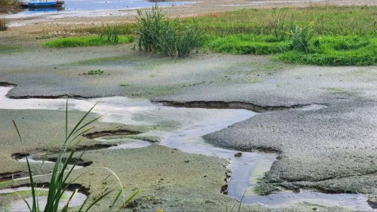 Göl çekildi, tekneler karada kaldı
