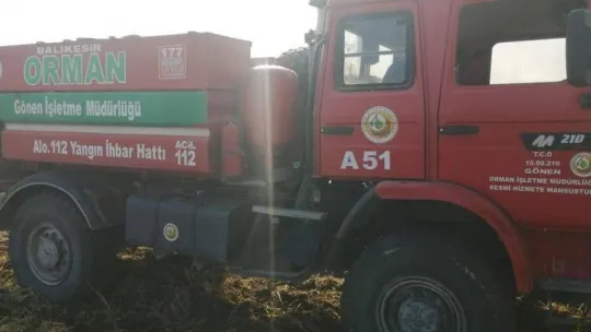Gönen Bakırlı kırsal mahallesinde yangın çıktı
