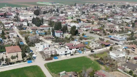 Hatay'ın en küçük ilçesi Kumlu, depremlerin ardından havadan görüntülendi